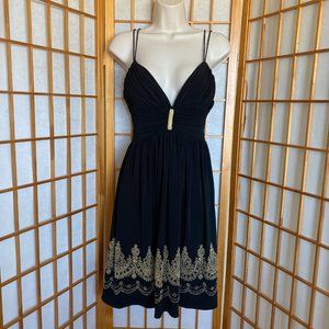 Caché | Black Gold Summer Dress | size 4